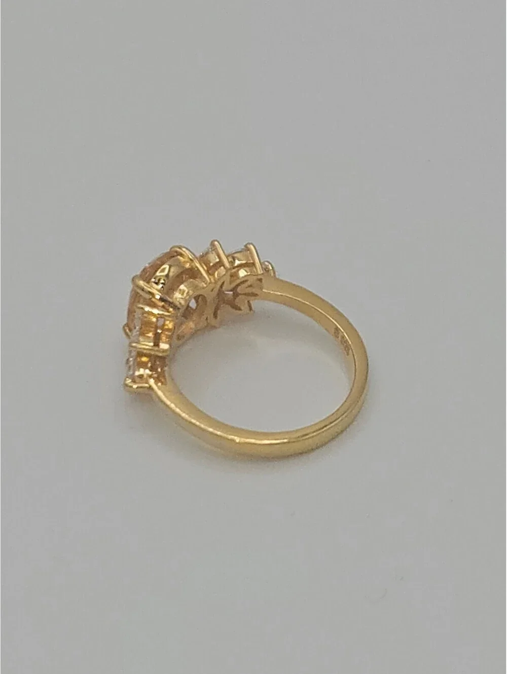 Vintage Morganite Diamond Ring Gold Plated 925 (Size 5.5) US